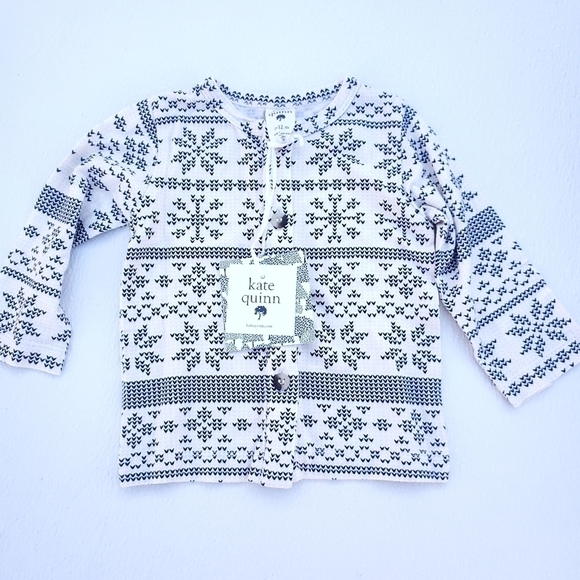 NWT Kate Quinn Cardigan Button Top Nordic Snowflake Bamboo Baby 6-12 Months - Picture 2 of 5